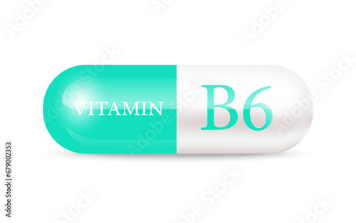 Capsule vitamin B5 (Thiamine) structure green, white. Vitamin complex with chemical formula. Drug business concept. Personal care, beauty concept. 3D Vector Illustration. transparent capsule pill.	