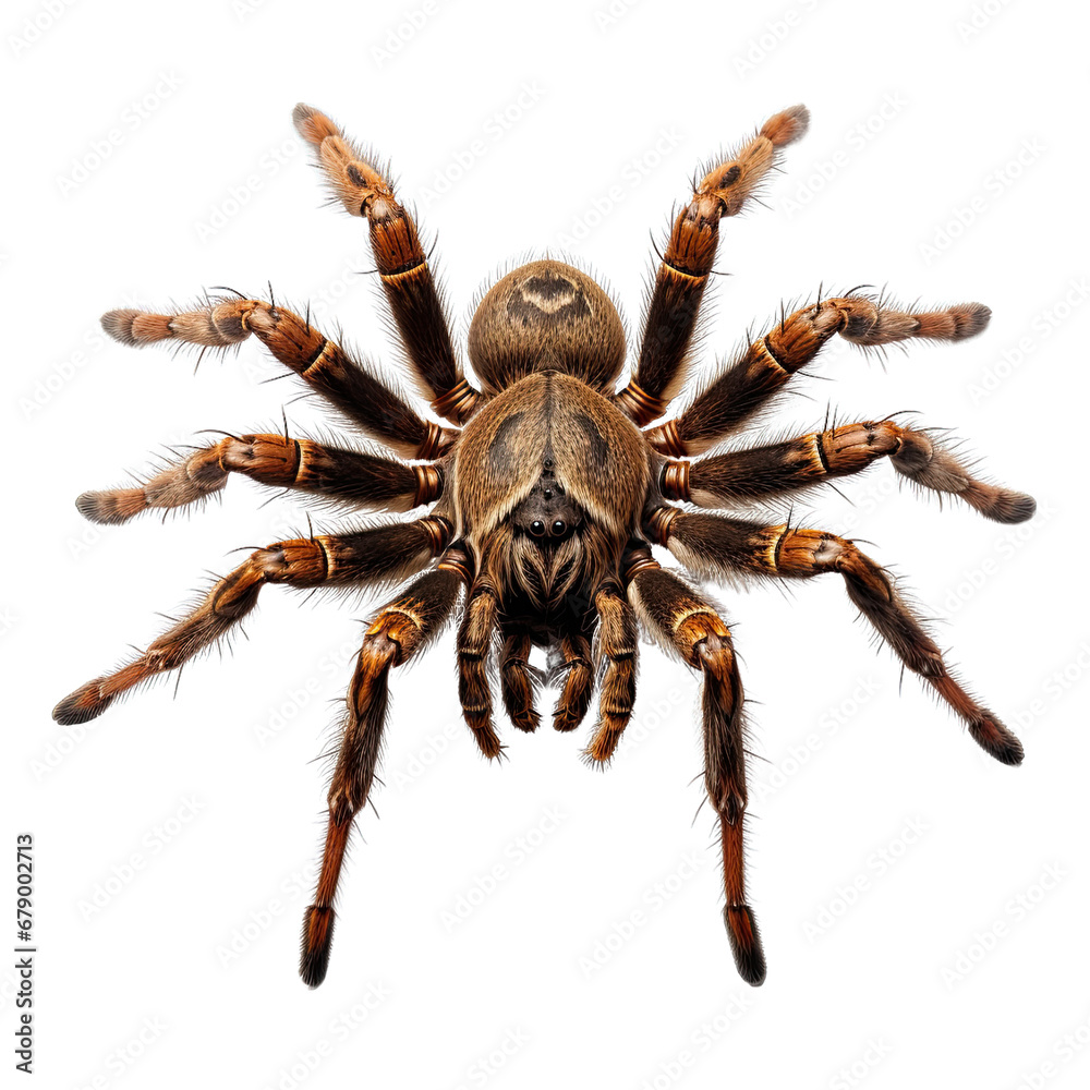 Tarantula Spider Viewed from Above Isolated on Transparent or White Background, PNG Tarantula Spider Viewed from Above Isolated on Transparent or White Background, PNG
