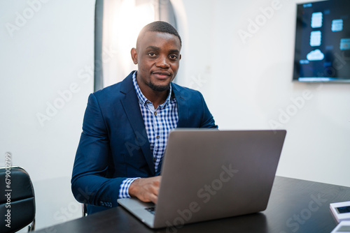 Closeup of businessman working at office, Man hands typing keyboard on laptop or computer. 