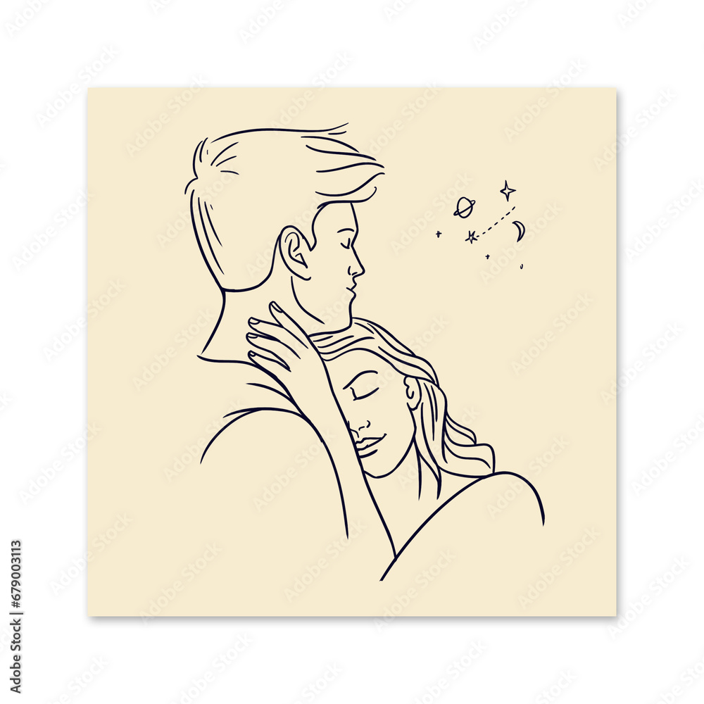 A romantic couple, a lineart illustration depicting the romance of a person. A romantic couple, a lineart illustration depicting the romance of a person.