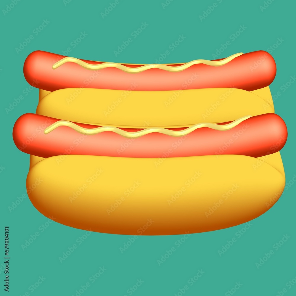 Hotdog fast food. 3d render Hotdog fast food. 3d render