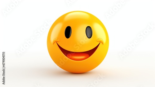 A yellow ball with a smiley face on a white background