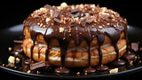 a glazed chocolate cookie cream doughnut, dramatic studio lighting and shollow depth of field