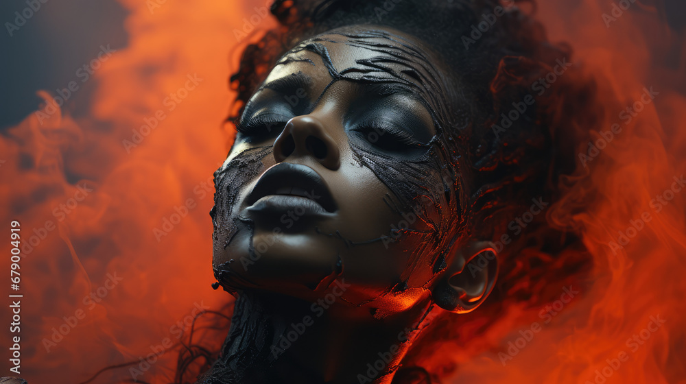 black womans face formed out of the smoke
