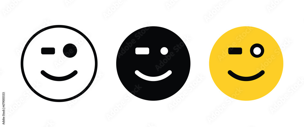 Emoticons set. Emoji faces collection. grinning emoji line icon in white and black colors,
Happy and sad emoji. Line smiley face - stock vector, Flat Design Style, Social Media Reactions.  - obrazy, fototapety, plakaty 