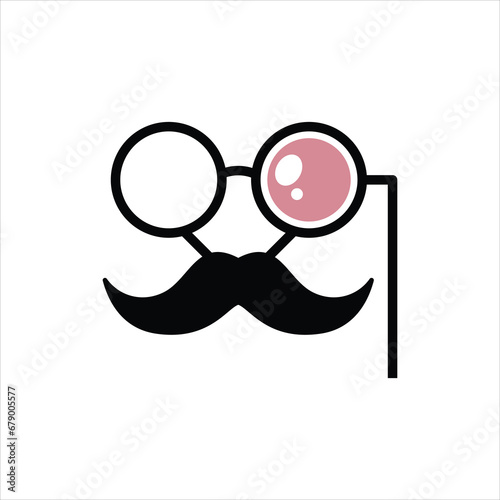 Photo Booth Logo Concept with Glasses and Mustache for Photo Booth Company Logo.
