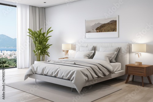 Tranquil and Chic Bedroom Oasis with Modern Minimalist Design © JuanM