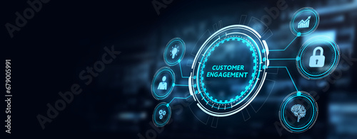 Business, Technology, Internet and network concept. Shows the inscription: CUSTOMER ENGAGEMENT. 3d illustration