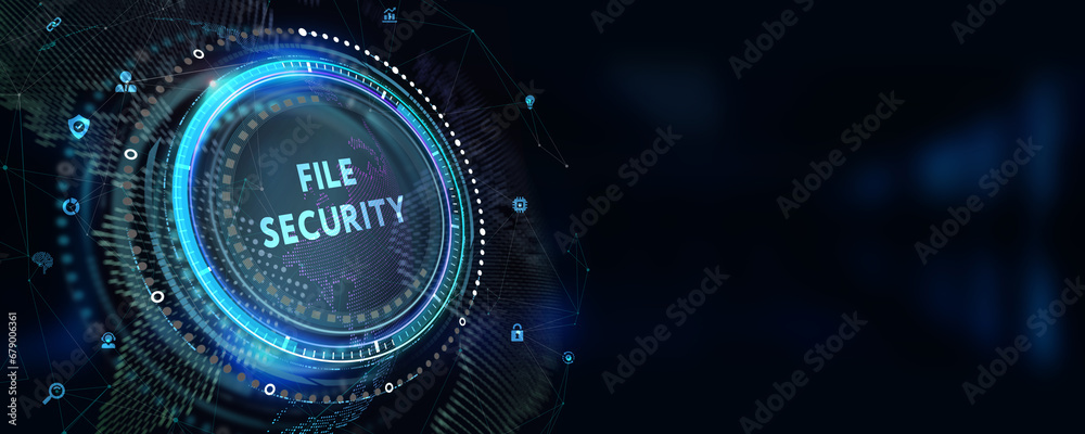 Business, Technology, Internet and network security. File security. 3d illustration Business, Technology, Internet and network security. File security. 3d illustration