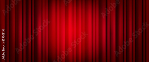 Closed blue theater or cinema curtain on stage