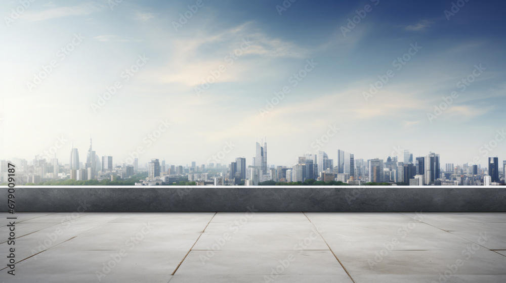 Blank roof top and cityscape background