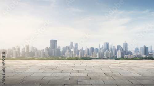 Blank roof top and cityscape background