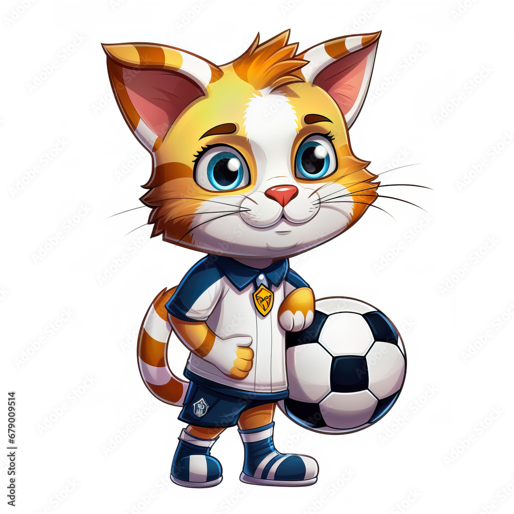 cute cat playing football