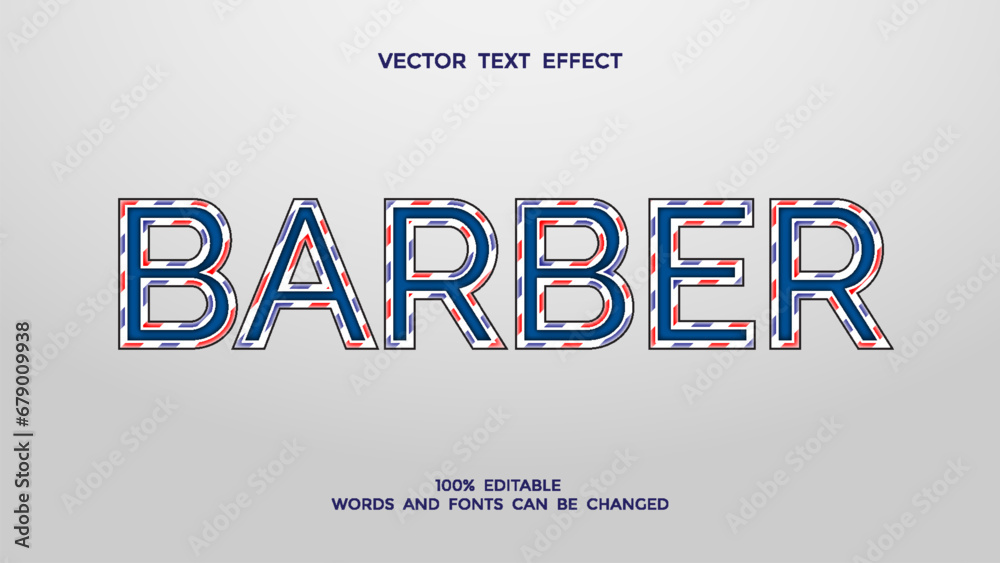 Fototapeta premium barber editable 3d text effect