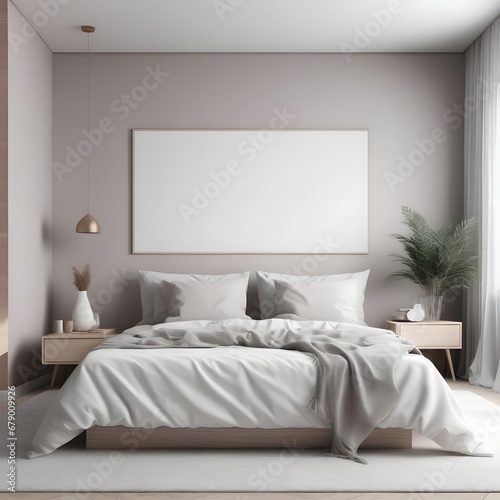 Home mockup, modern bedroom interior background, 3d render  © Tachfine Art