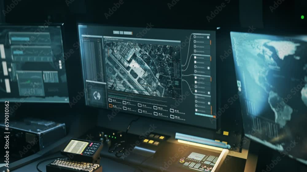 Scanning Planes On Military Air Base Using Modern Phantom Satellite Sensors. Phantom Satellite Sensors Secretly Detecting Enemy Targets. Phantom Position Surveillance. Satellite Sensors Control System