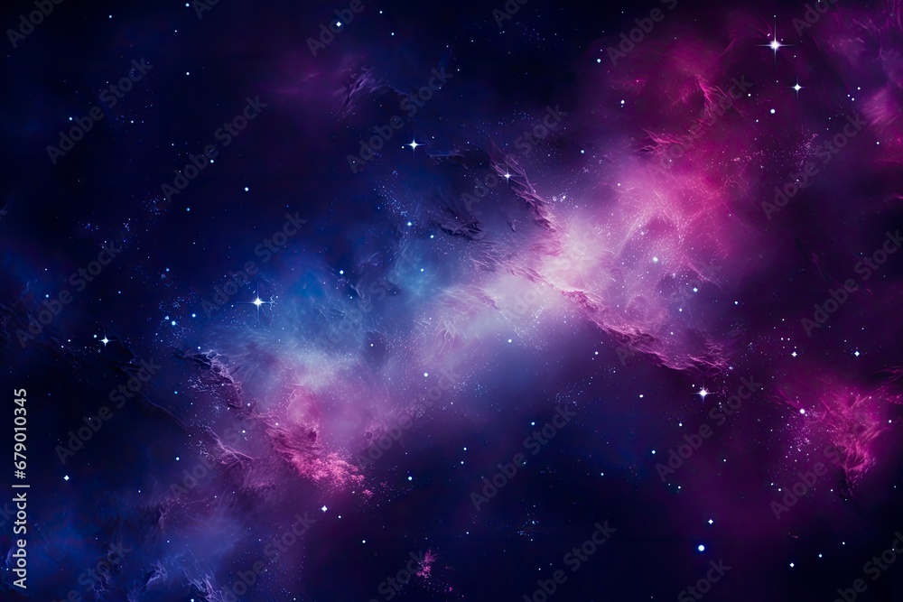 Naklejka premium The Milky Way in Purple Hues with Stars, Set Against a Dark Sky-Blue and Light Brown Palette.