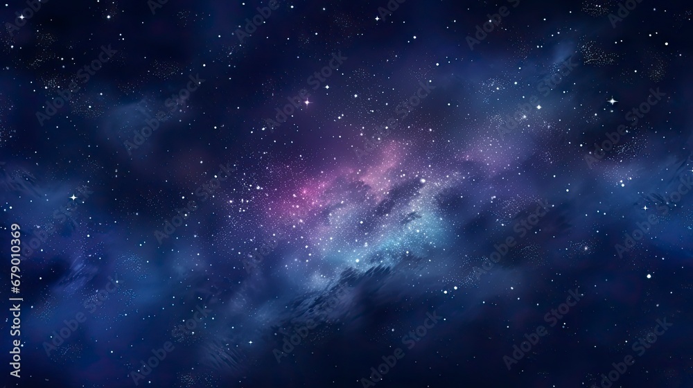 Starry Night in Space Realistic Cosmos with Shining Stars and Milky Way.