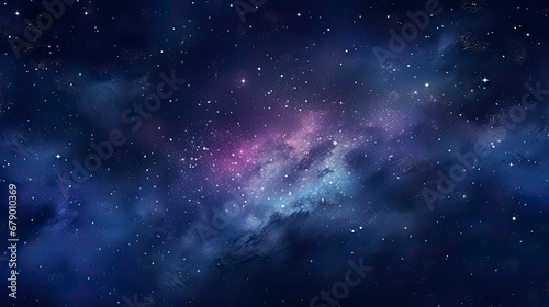 Starry Night in Space Realistic Cosmos with Shining Stars and Milky Way. © MdBaki