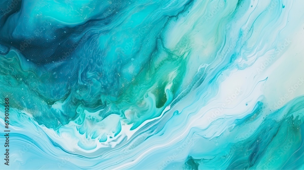 Obraz premium Abstract Teal, Blue, and Green Watercolor Paint Background with Fluid Texture.