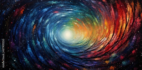 Spiral Galaxy Big Sky Painting Spiritual Dimensions in Vibrant Colors.