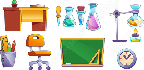 School lab interior furniture and equipment.
