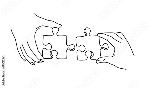 line art of hand holding puzzle piece