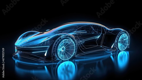 Generic abstract futuristic Glowing Concept Car Neon