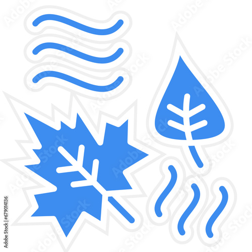 Vector Design Leaf Fluttering in Wind Icon Style