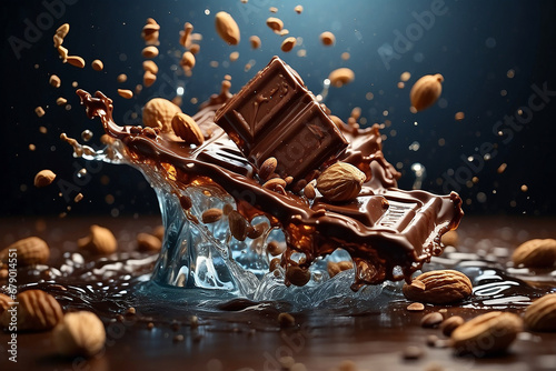 Hyper realistic world of chocolate as splash of rich.