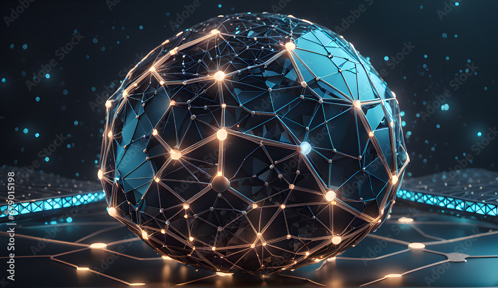 Abstract technology background of a data computing system with connected particles, Artificial neurons, global data connections. Abstract technology background of a data computing system with connected particles, Artificial neurons, global data connections.