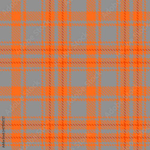 Grey Orange Tartan Plaid Pattern Seamless. Checkered fabric texture for flannel shirt, skirt, blanket 