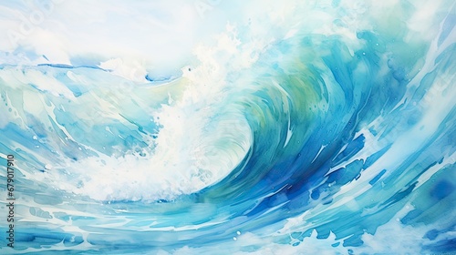 Abstract Watercolor Wave A Fresh and Cheerful Summer Concept Background.