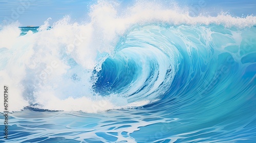 Ocean Wave Artistry Stunning Beach Paintings in Light White and Blue.
