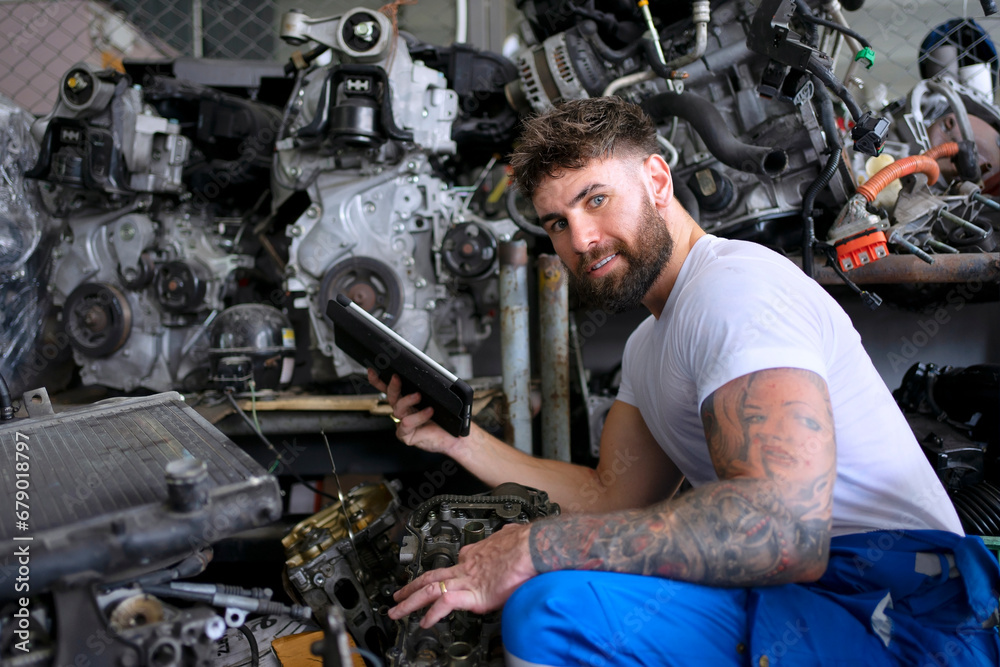 Mechanic work at auto repair shop. Mechanic work at auto repair shop.