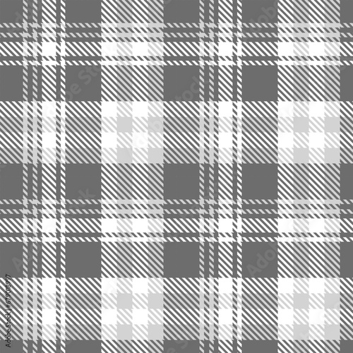 Grey White Tartan Plaid Pattern Seamless. Check fabric texture for flannel shirt, skirt, blanket 