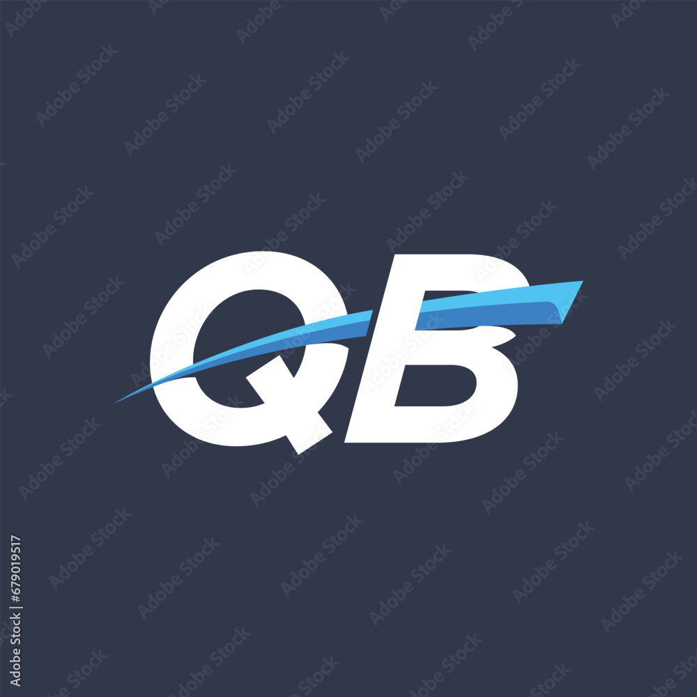Initial letters QB vector illustrations designs with overlapping swoosh for company logo on black dark blue background. Initial letters QB vector illustrations designs with overlapping swoosh for company logo on black dark blue background.