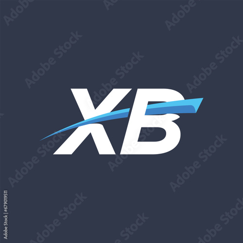 Initial letters XB vector illustrations designs with overlapping swoosh for company logo on black dark blue background.