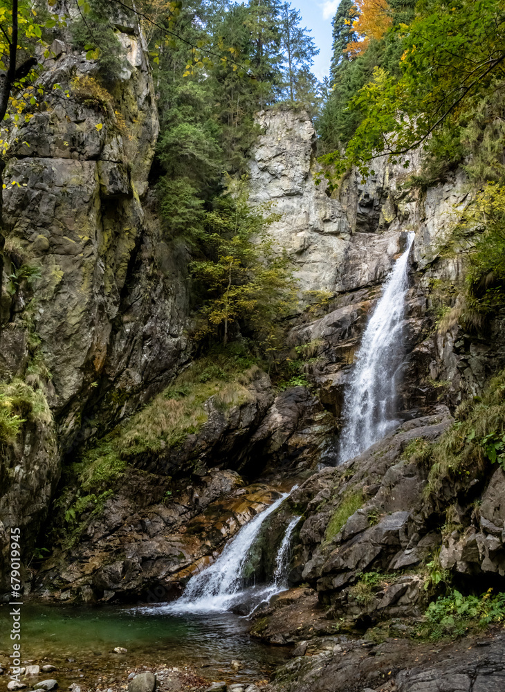 Waterfall in the Maria Valley ( Valea Mariii ) gorge, Hunedoara county, Romania