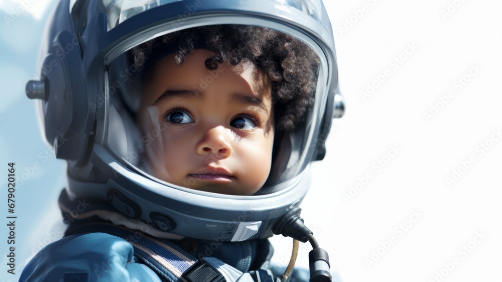 Portrait of a astronaut child with the spacesuit and helmet in the spaceship background. Portrait of a astronaut child with the spacesuit and helmet in the spaceship background.