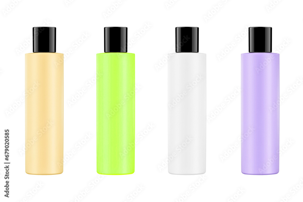 Collection of cosmetic bottles isolated Collection of cosmetic bottles isolated