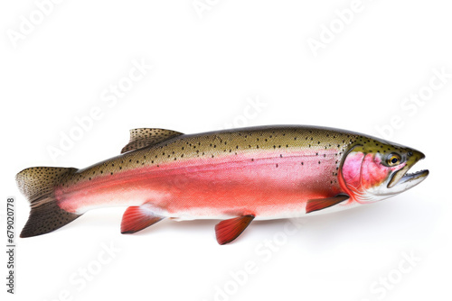 Fresh raw rainbow trout fish on white background