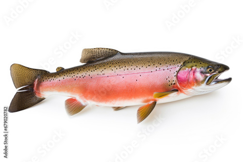 Fresh raw rainbow trout fish on white background