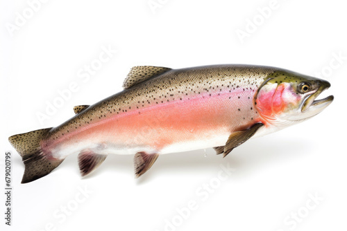 Fresh raw rainbow trout fish on white background