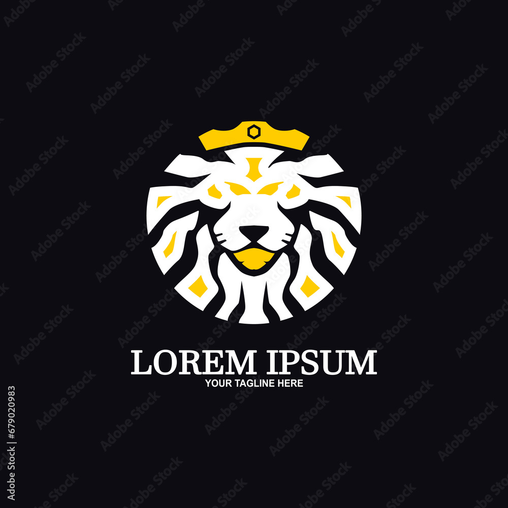 Vintage lion head emblem logo design. Lion head line art vector icon