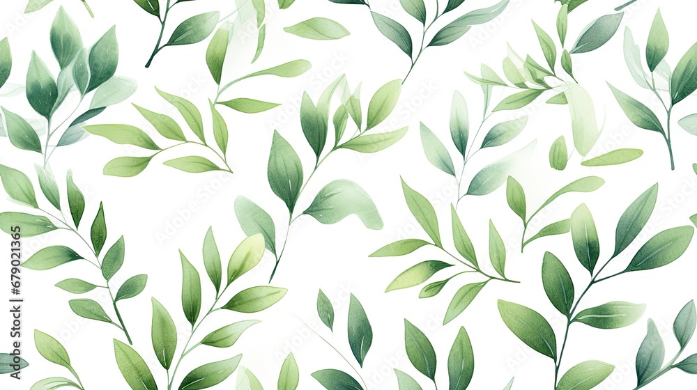 Seamless Watercolor Leaf Pattern with Textured Jungle Print. Seamless Watercolor Leaf Pattern with Textured Jungle Print.