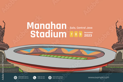 Cultural Event design layout template background with illustration of Solo Central Java Culture