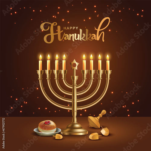celebrating happy Hannukah festival. creative abstract illustration digital painting.