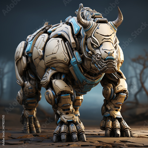 3D cartoon rhino robot