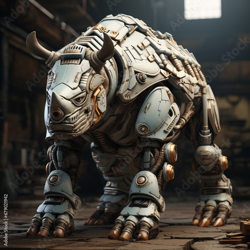 3D cartoon rhino robot